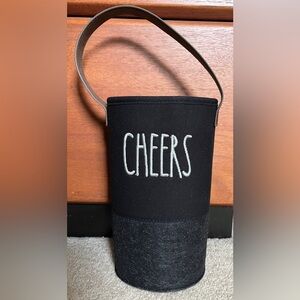 NWOT Thirty-One Felt Wine Gift Tote Bag - Embroidered CHEERS Black and Charcoal